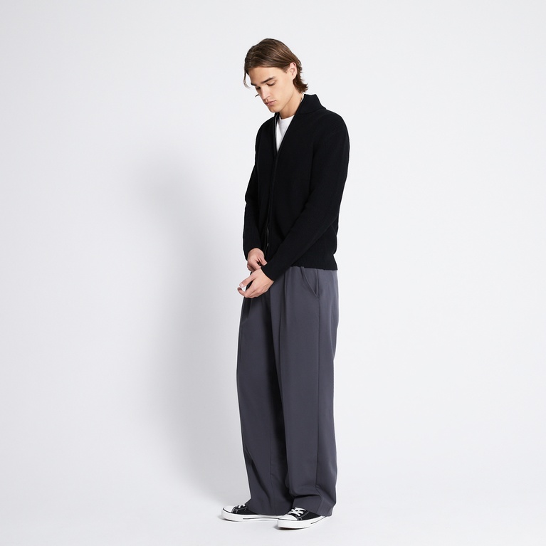 Zip knit cardigan "Frippe" Black